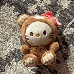 Hello Kitty bag charm Plush with Pink Bow and Gingham Accents